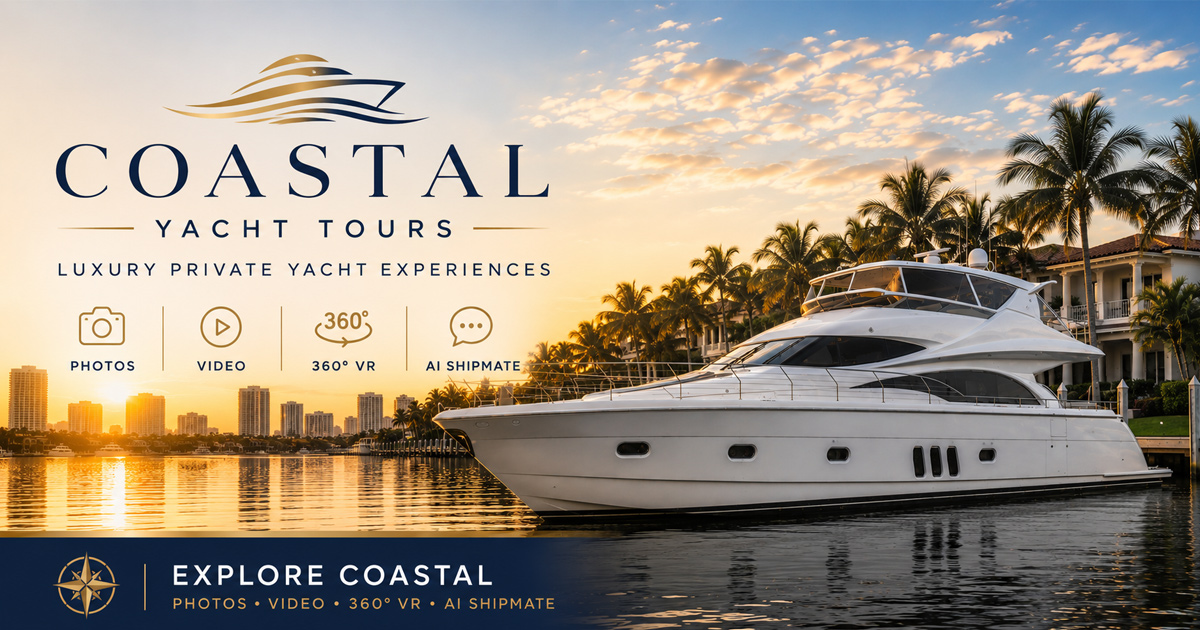 Coastal Yacht Tours interactive experience with AI Shipmate and yacht media viewer